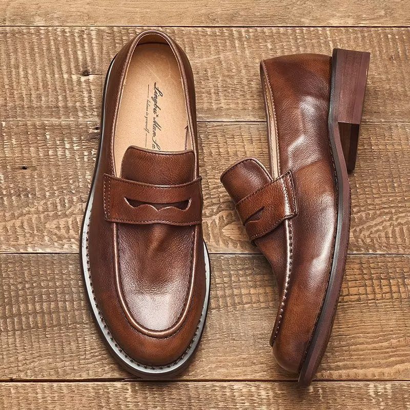 Loafers För Män Modish Slip On Penny - Kaffe