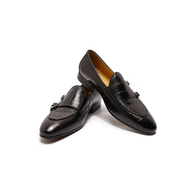 Loafers För Män Monk Strap Slip On - Svart