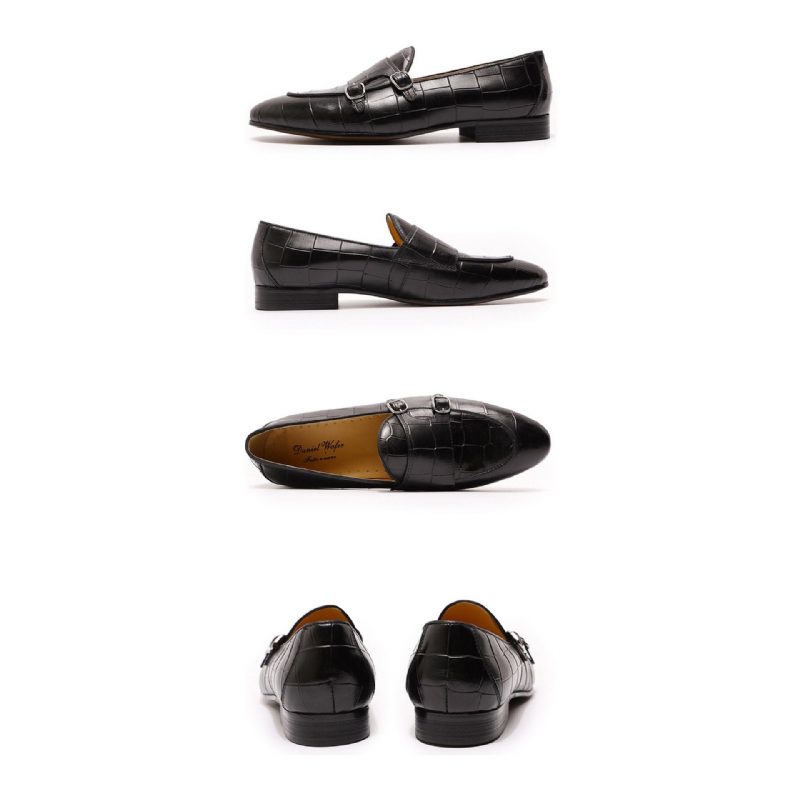 Loafers För Män Monk Strap Slip On - Svart