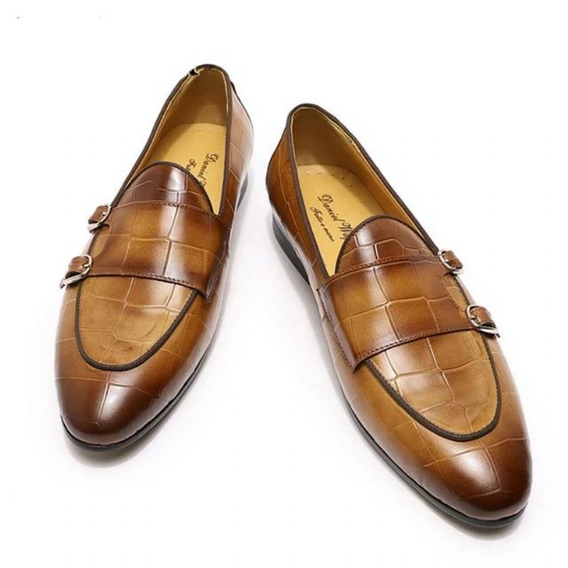 Loafers För Män Monk Strap Slip On - Kaffe