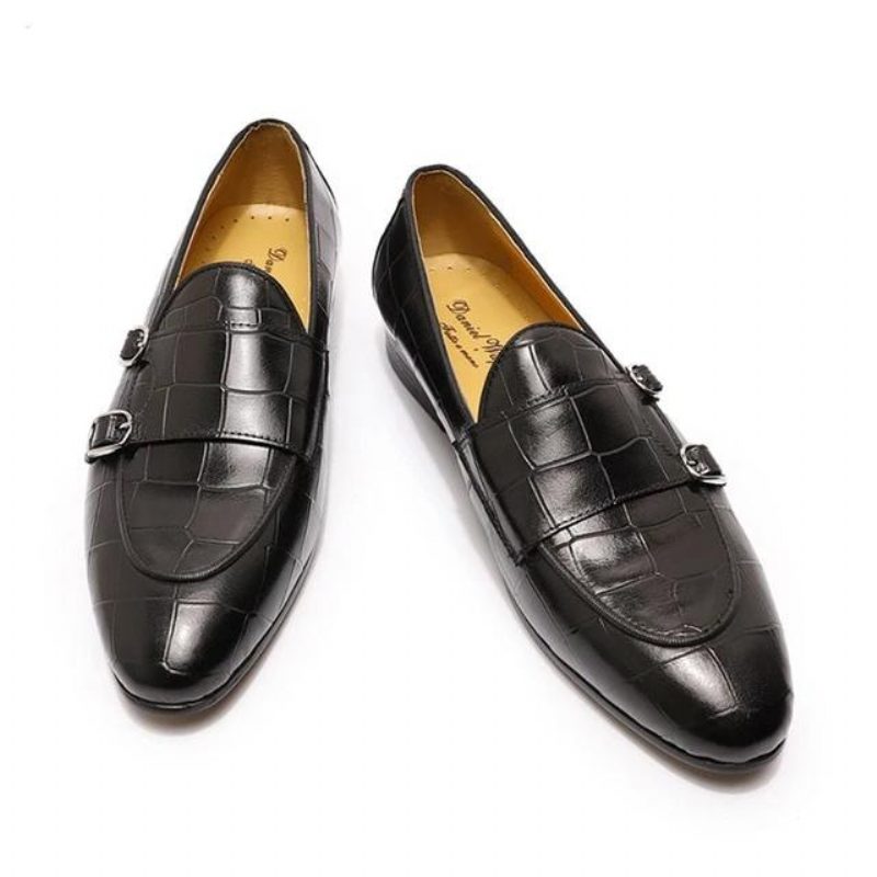 Loafers För Män Monk Strap Slip On - Svart