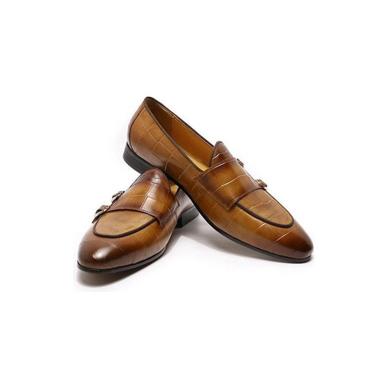 Loafers För Män Monk Strap Slip On - Kaffe