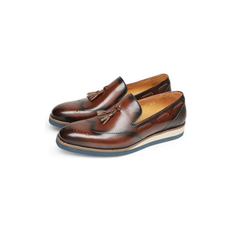 Loafers För Män Präglade Brogue Slip-on - Kaffe