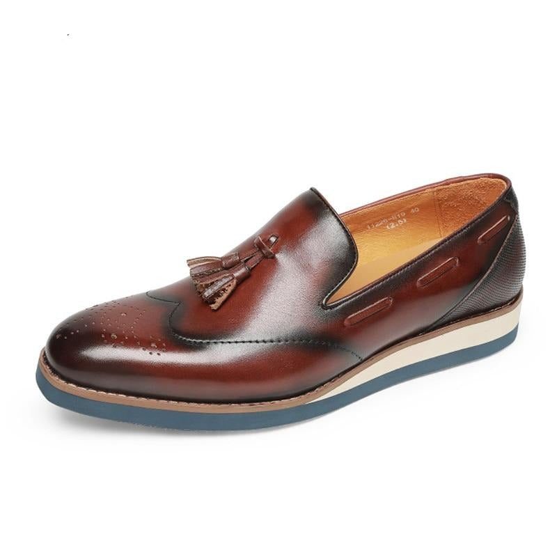 Loafers För Män Präglade Brogue Slip-on - Kaffe