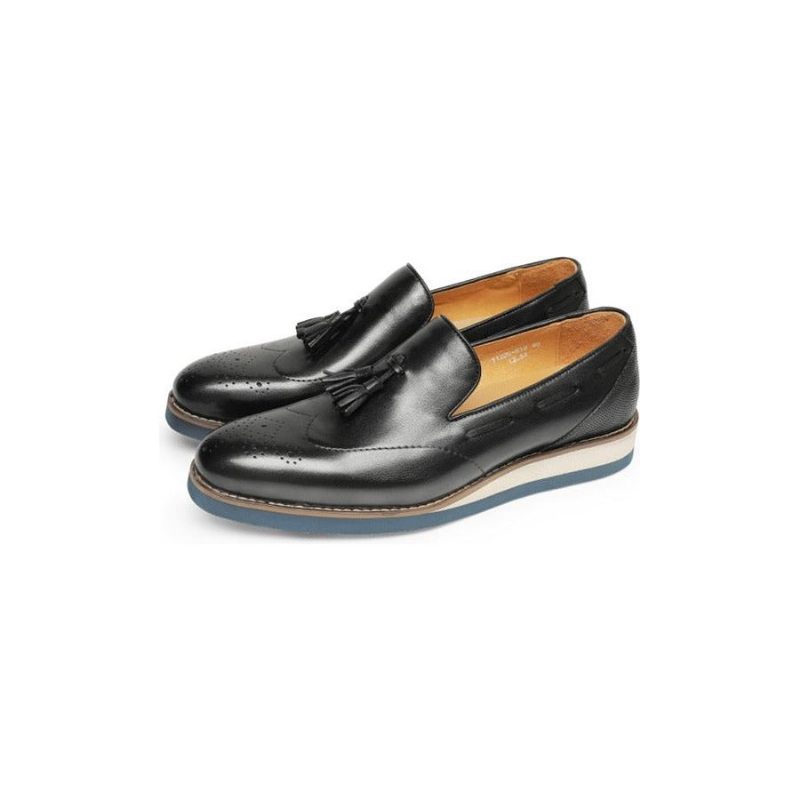 Loafers För Män Präglade Brogue Slip-on - Svart