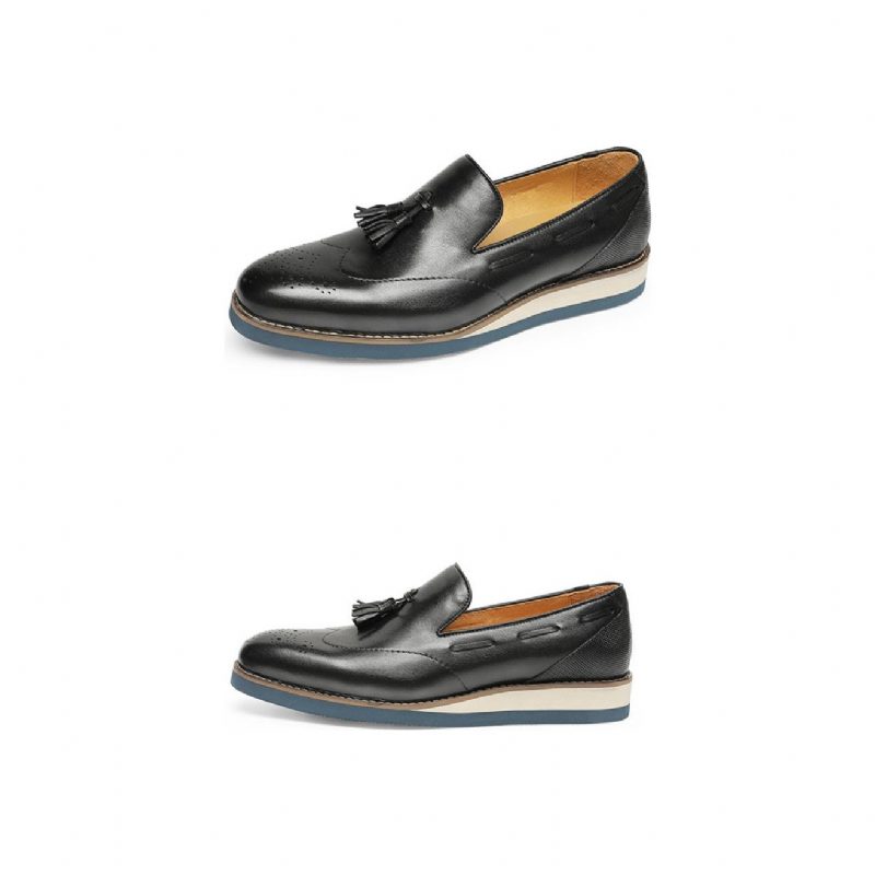 Loafers För Män Präglade Brogue Slip-on - Svart