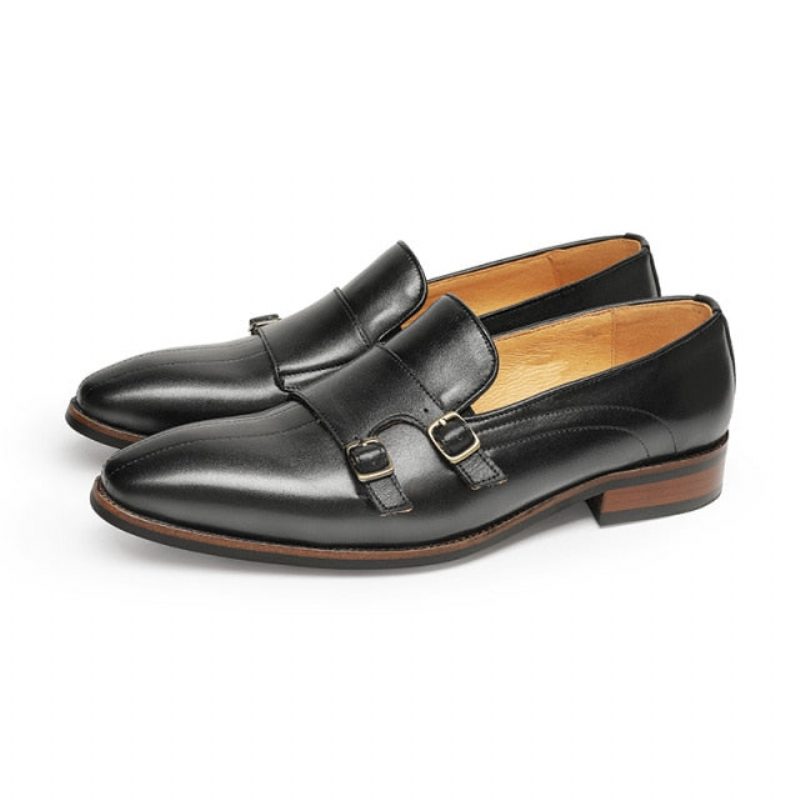 Loafers För Män Raffinerat Exotiskt Läder Monk Strap Party - Svart