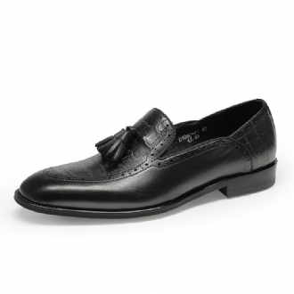 Loafers För Män Retro Chic Exotic Tofs Läder Brogue