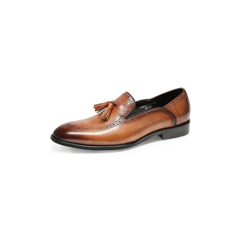 Loafers För Män Retro Chic Exotic Tofs Läder Brogue - Kaffe