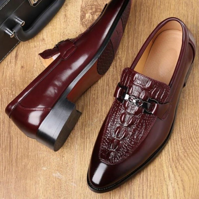 Loafers För Män Slip-on - Rött