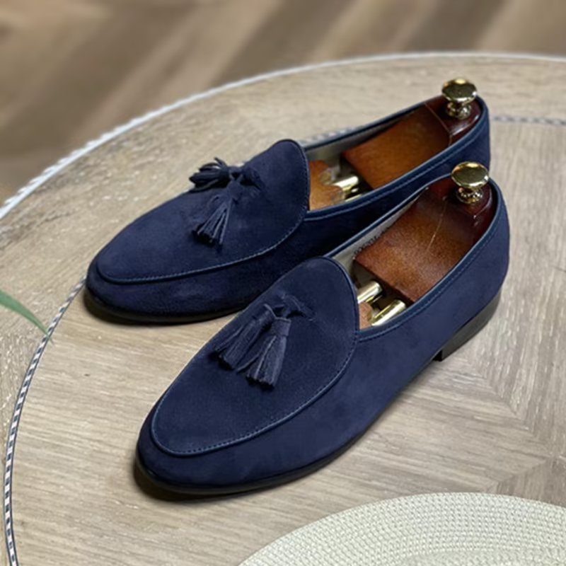 Loafers För Män Slip-on I Mocka - Blå