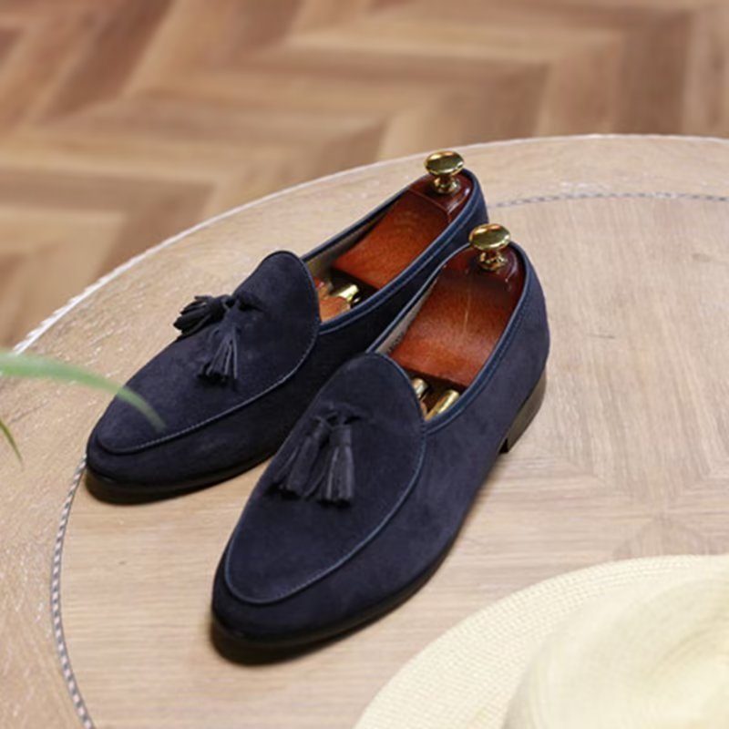 Loafers För Män Slip-on I Mocka - Blå