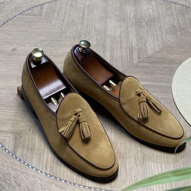 Loafers För Män Slip-on I Mocka - Kaki