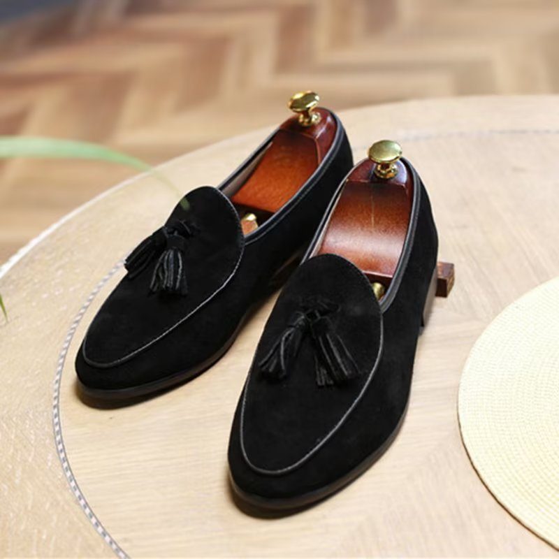 Loafers För Män Slip-on I Mocka - Svart