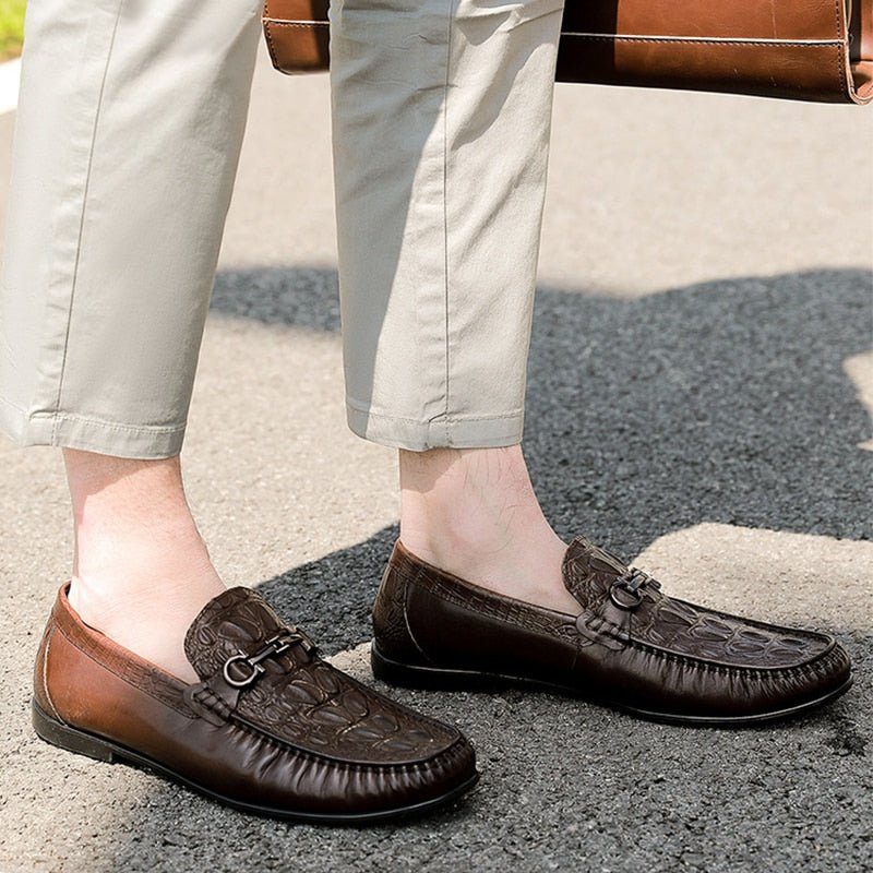 Loafers För Män Snygga Slip-on Leather - Kaffe