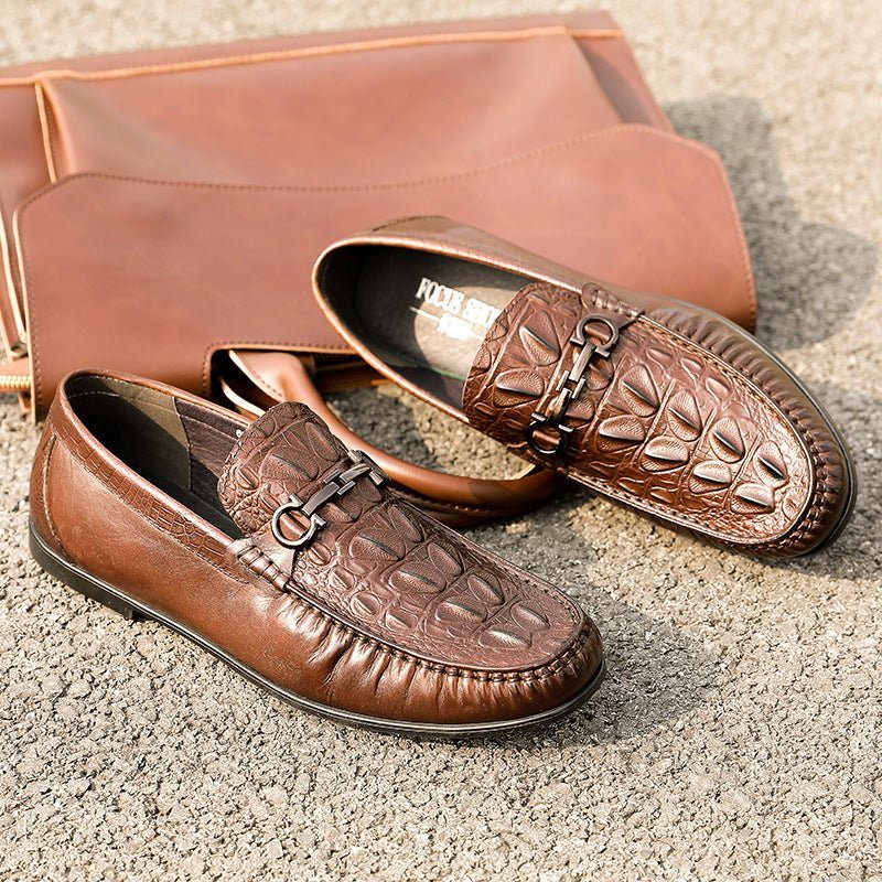 Loafers För Män Snygga Slip-on Leather - Kaffe