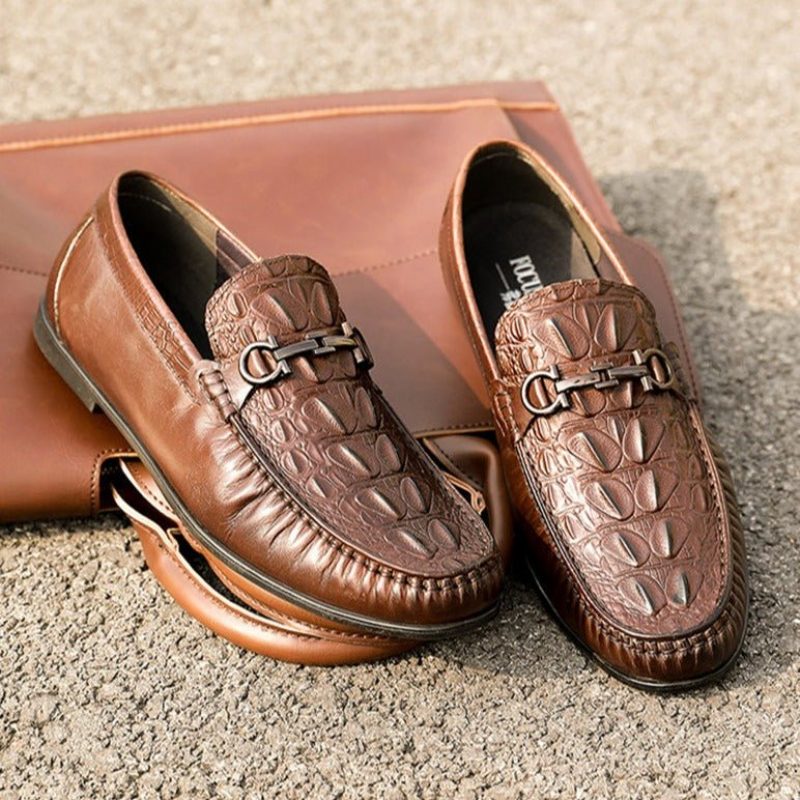 Loafers För Män Snygga Slip-on Leather - Kaffe