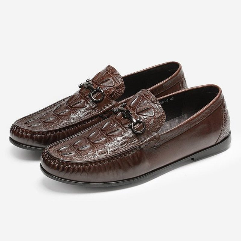 Loafers För Män Snygga Slip-on Leather - Kaffe