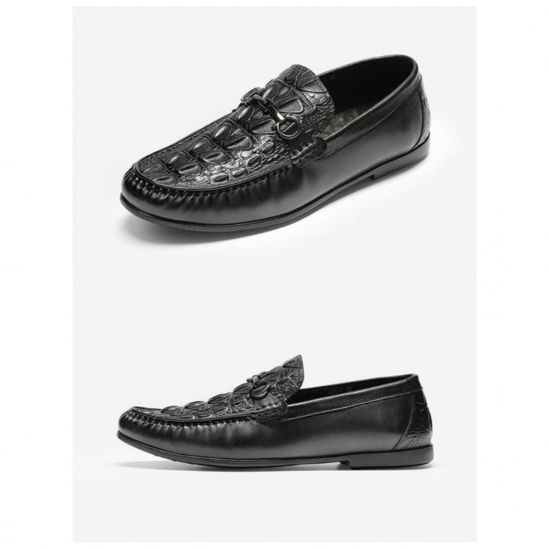 Loafers För Män Snygga Slip-on Leather - Svart