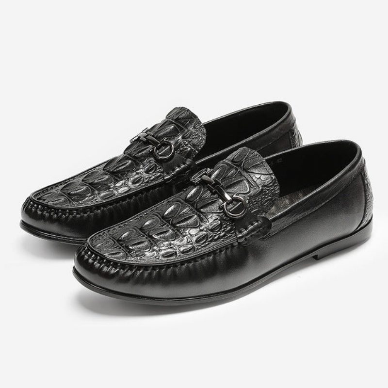 Loafers För Män Snygga Slip-on Leather - Svart