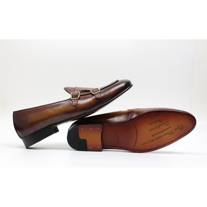 Loafers För Män Suave Läder Monk Strap Bröllop - Kaffe