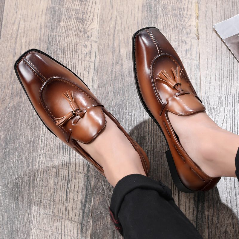 Loafers För Män Sunshine Tassel Designer Bröllopsklänning Skor - Kaffe