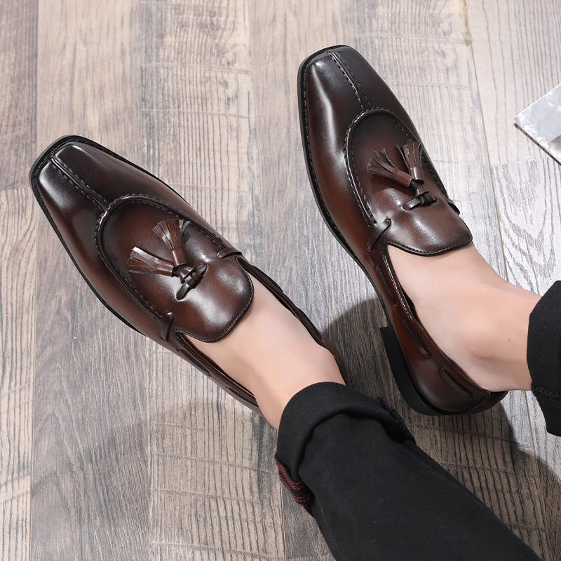 Loafers För Män Sunshine Tassel Designer Bröllopsklänning Skor - Kaffe