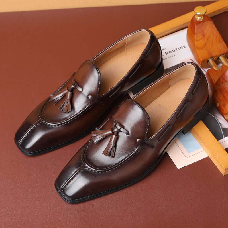 Loafers För Män Sunshine Tassel Designer Bröllopsklänning Skor - Kaffe