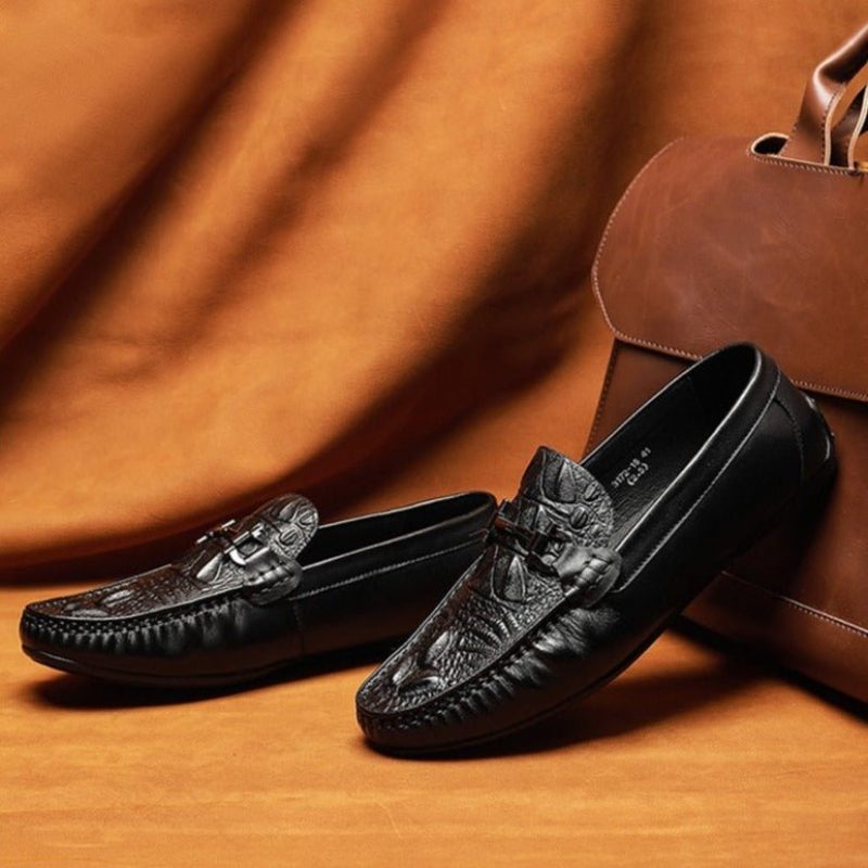 Loafers För Män Vattentät Slip On Leather - Svart