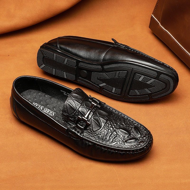 Loafers För Män Vattentät Slip On Leather - Svart