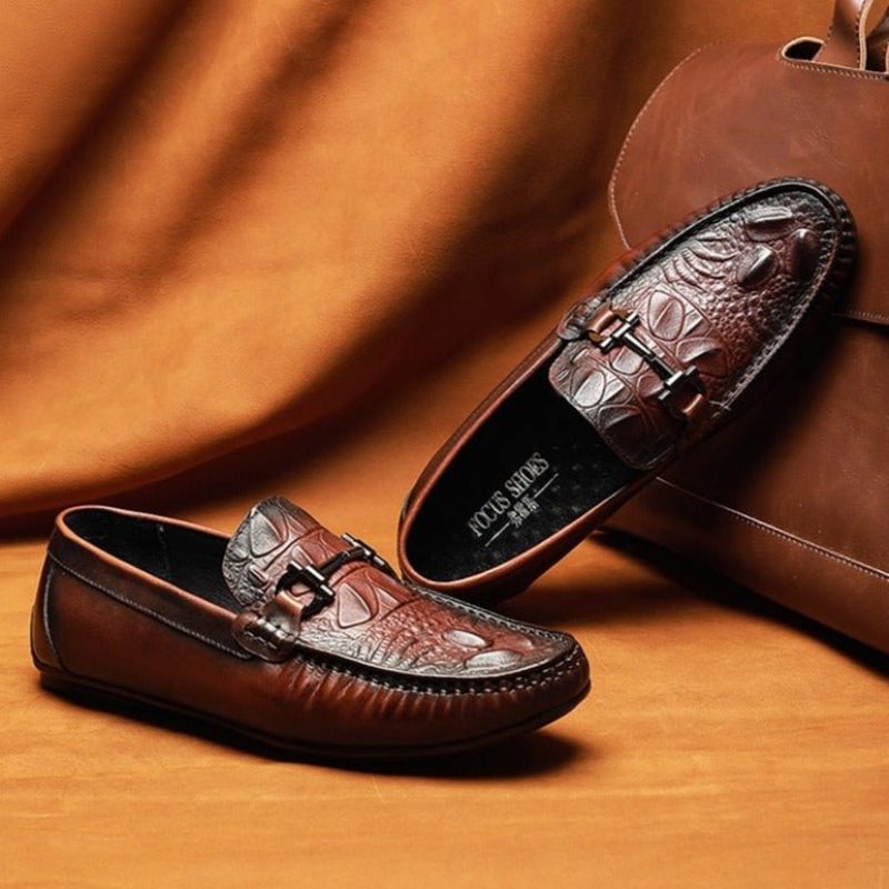 Loafers För Män Vattentät Slip On Leather - Rött