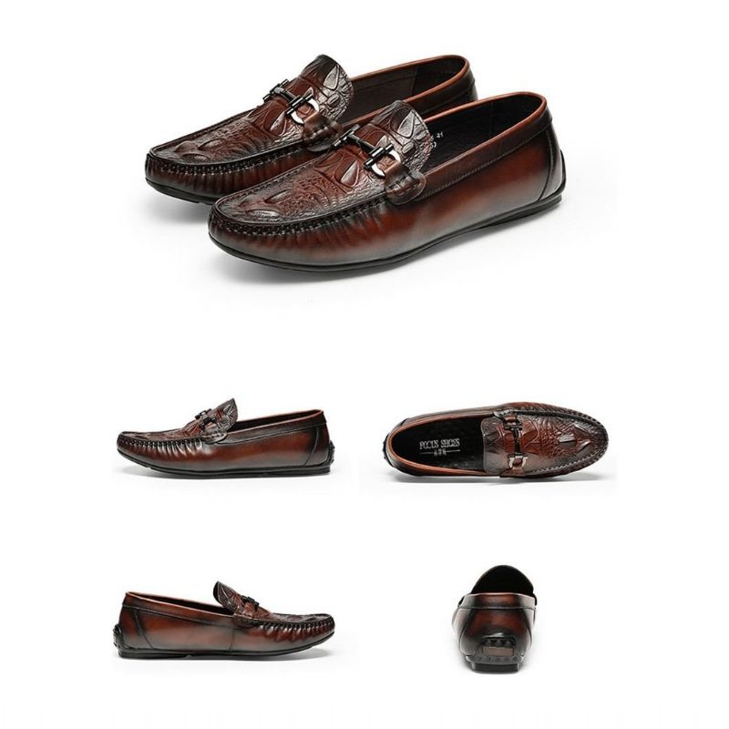 Loafers För Män Vattentät Slip On Leather - Rött