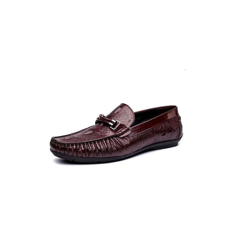 Loafers För Män Vintage Krokodilläder Exotiska Brogue - Röd