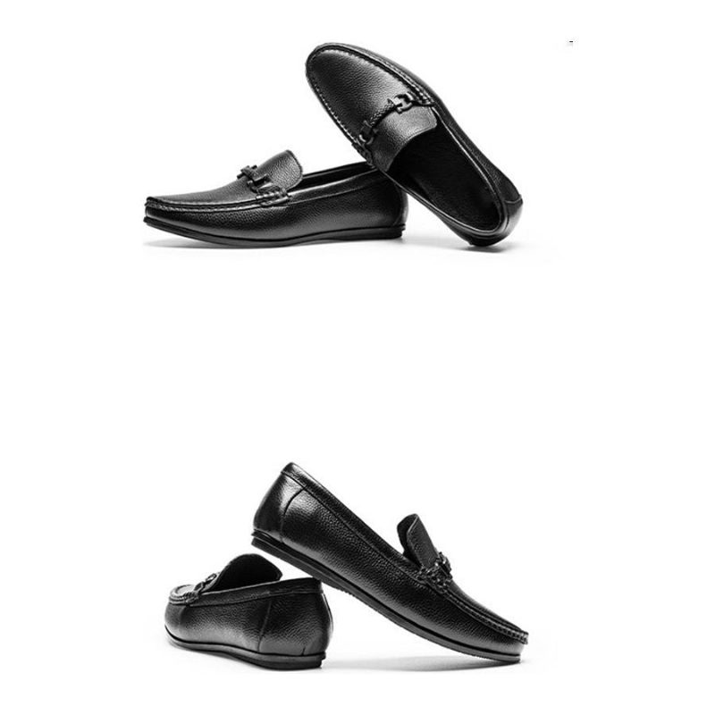 Loafers För Män Weavingluxe Läder Slip On - Svart 1