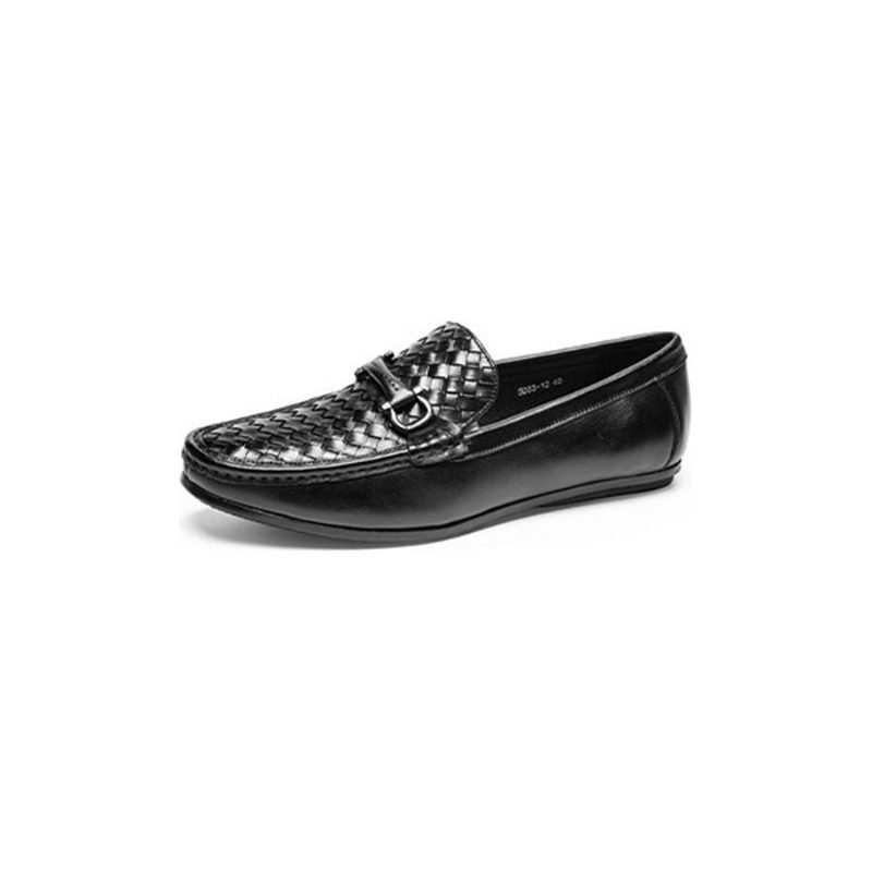 Loafers För Män Weavingluxe Läder Slip On - Svart 2