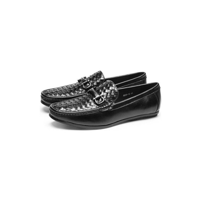 Loafers För Män Weavingluxe Läder Slip On - Svart 2