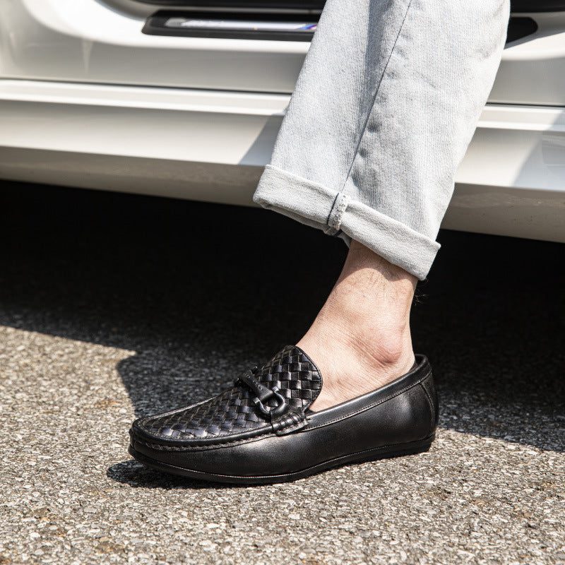 Loafers För Män Weavingluxe Läder Slip On - Svart 2