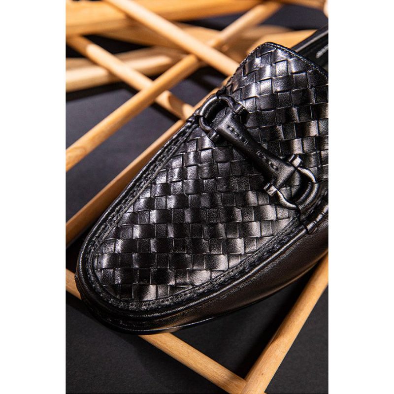 Loafers För Män Weavingluxe Läder Slip On - Svart 2