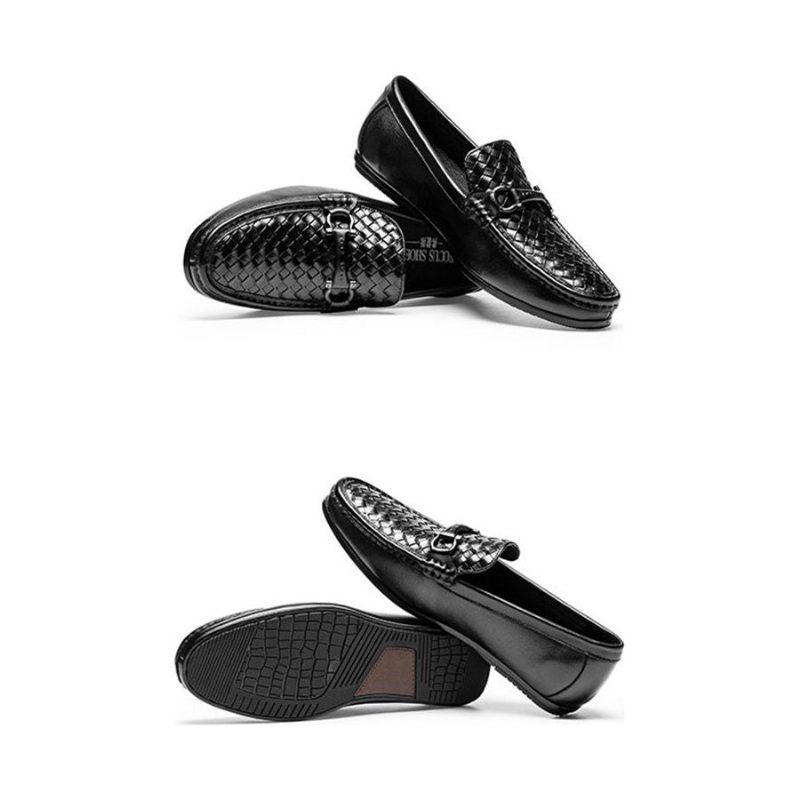 Loafers För Män Weavingluxe Läder Slip On - Svart 2