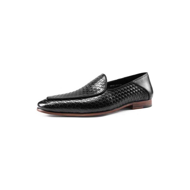 Loafers Klass Präglat Läder Formella Slip-on Brogues - Svart