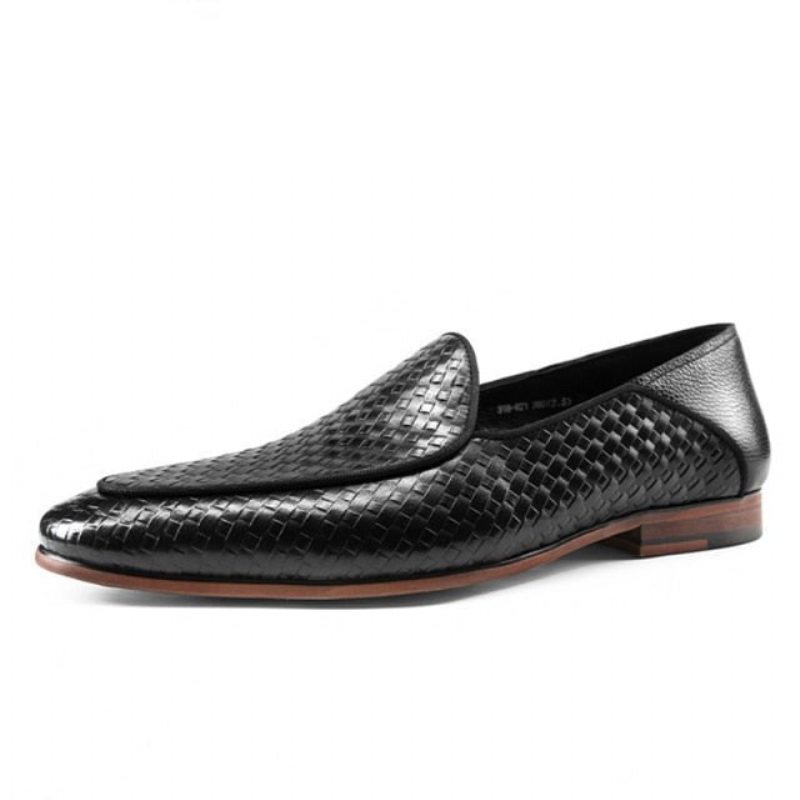 Loafers Klass Präglat Läder Formella Slip-on Brogues - Svart