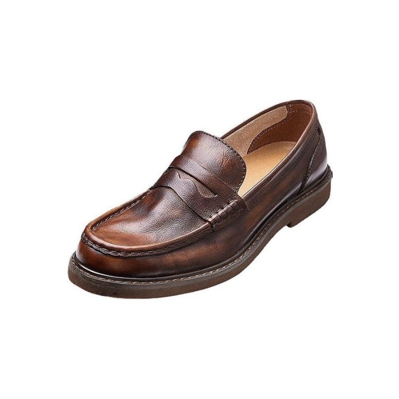 Loafers Kohud Slip-on Moccasin Skor För Män - Kaffe