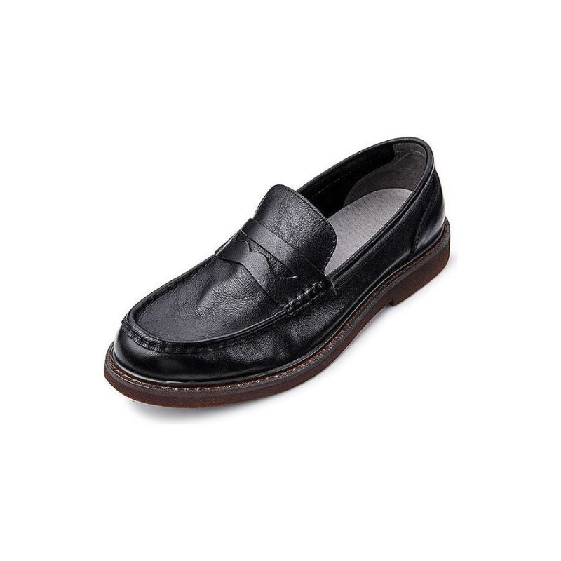 Loafers Kohud Slip-on Moccasin Skor För Män - Svart