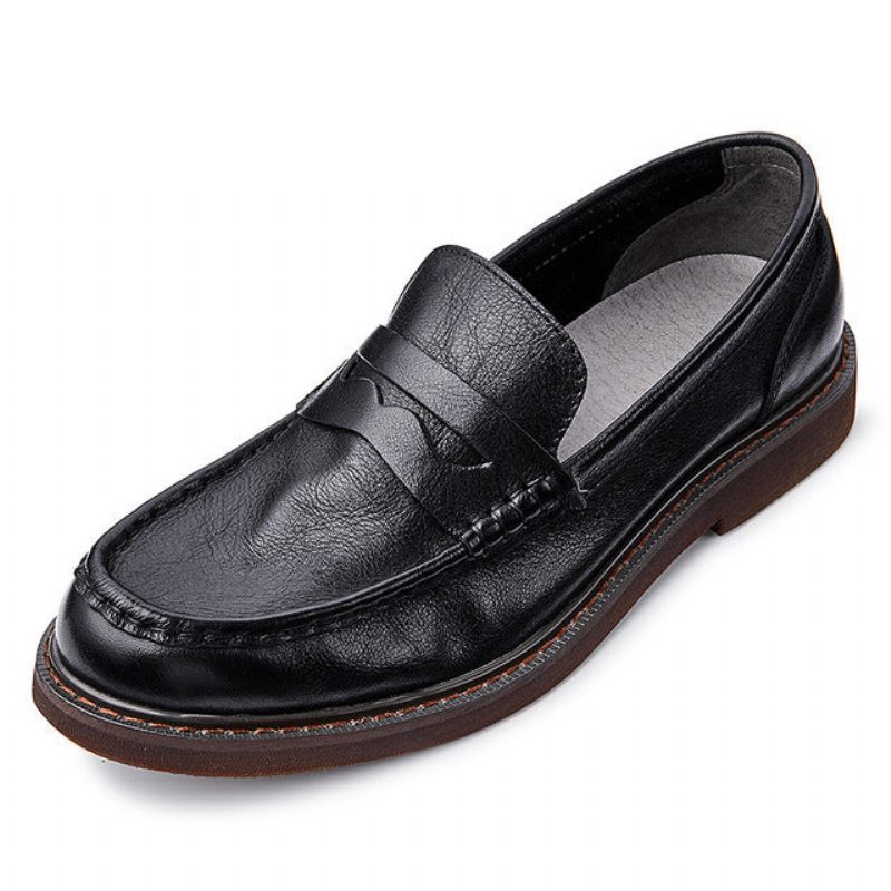 Loafers Kohud Slip-on Moccasin Skor För Män - Svart