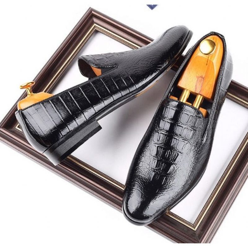 Loafers Slip-on Brogue Skor För Män - Svart