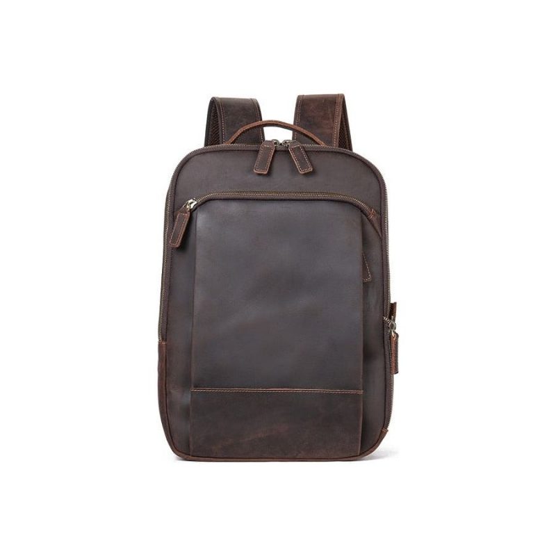 Ryggsäckar För Män Vintage Lyxig Läder Laptop Travel Daypack