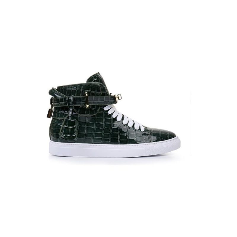 Sneakers För Män Lyxiga Crocemboss High Top Casual - Grön