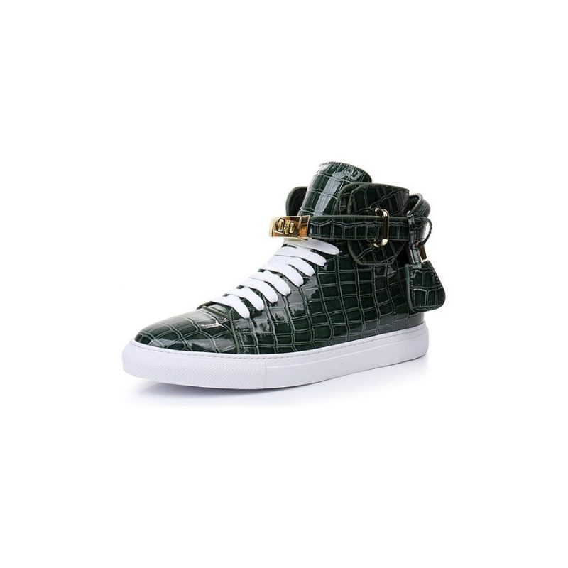 Sneakers För Män Lyxiga Crocemboss High Top Casual - Grön