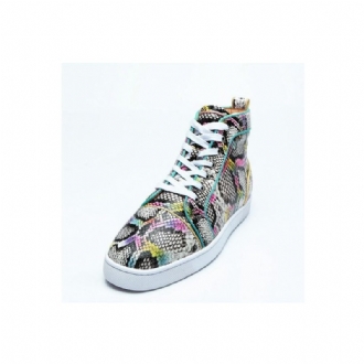 Sneakers För Män Snakeskin Chic Multicolor High Top Vattentäta Skor