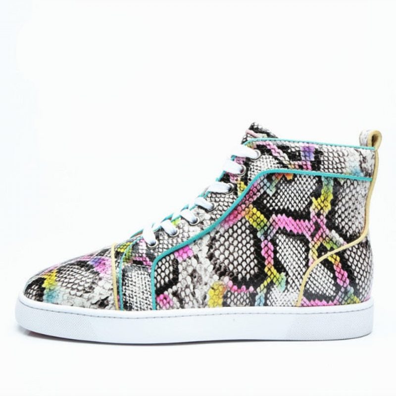 Sneakers För Män Snakeskin Chic Multicolor High Top Vattentäta Skor - Exotisk